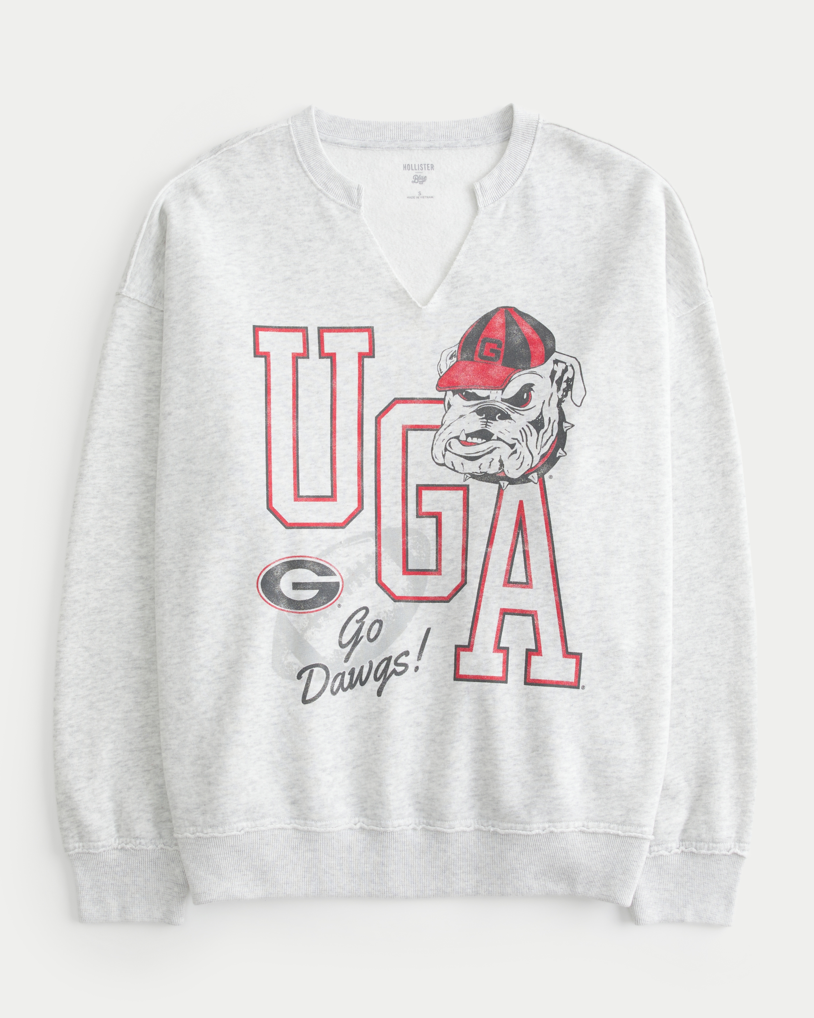 Oversized UGA Dawgs Graphic Notch-Neck Sweatshirt