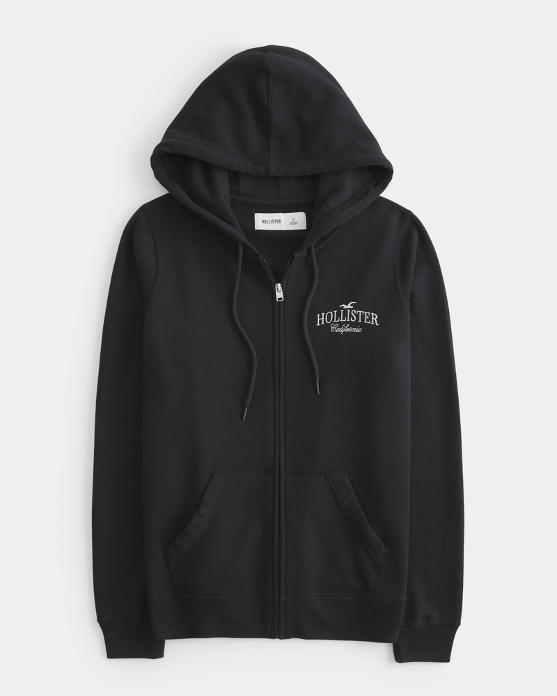 Hollister logo full zip hoodie online