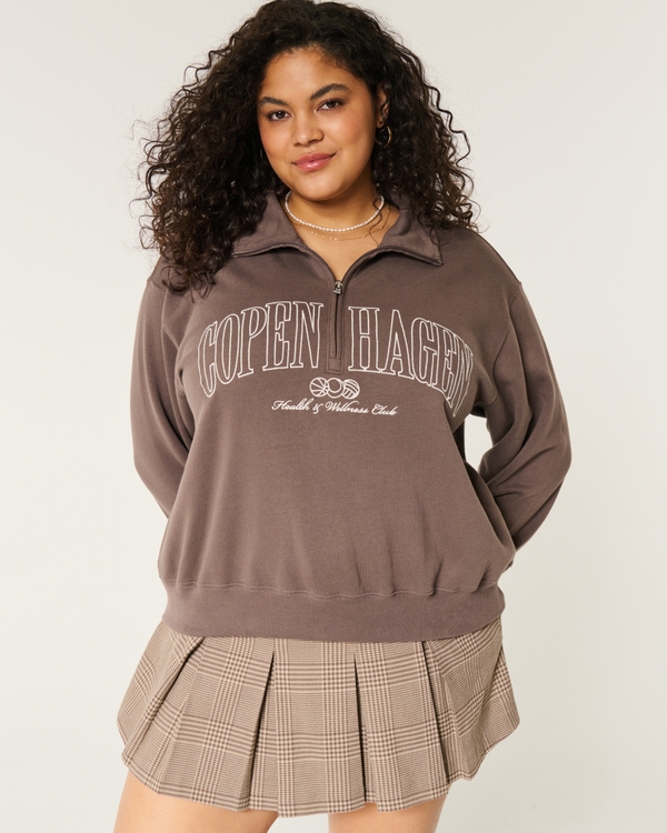 Easy Copenhagen Graphic Half-Zip Sweatshirt, Chocolate view 1
