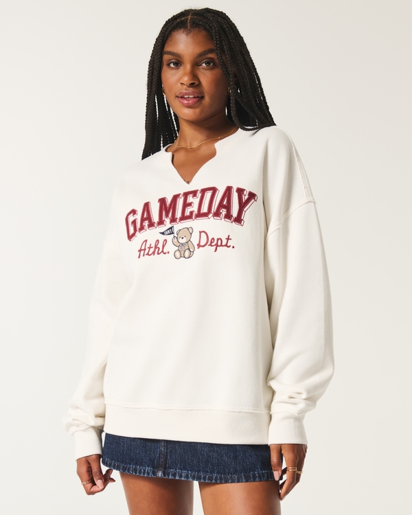 Womens Crew Neck Sweatshirts Plain Graphic Hollister Co