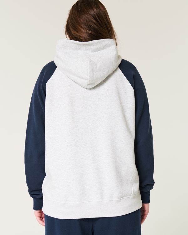 Oversized NYC Graphic Hoodie, Navy And Light Heather Gray view 2
