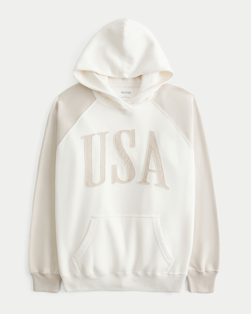 Women s Oversized USA Graphic Hoodie Women s Tops HollisterCo