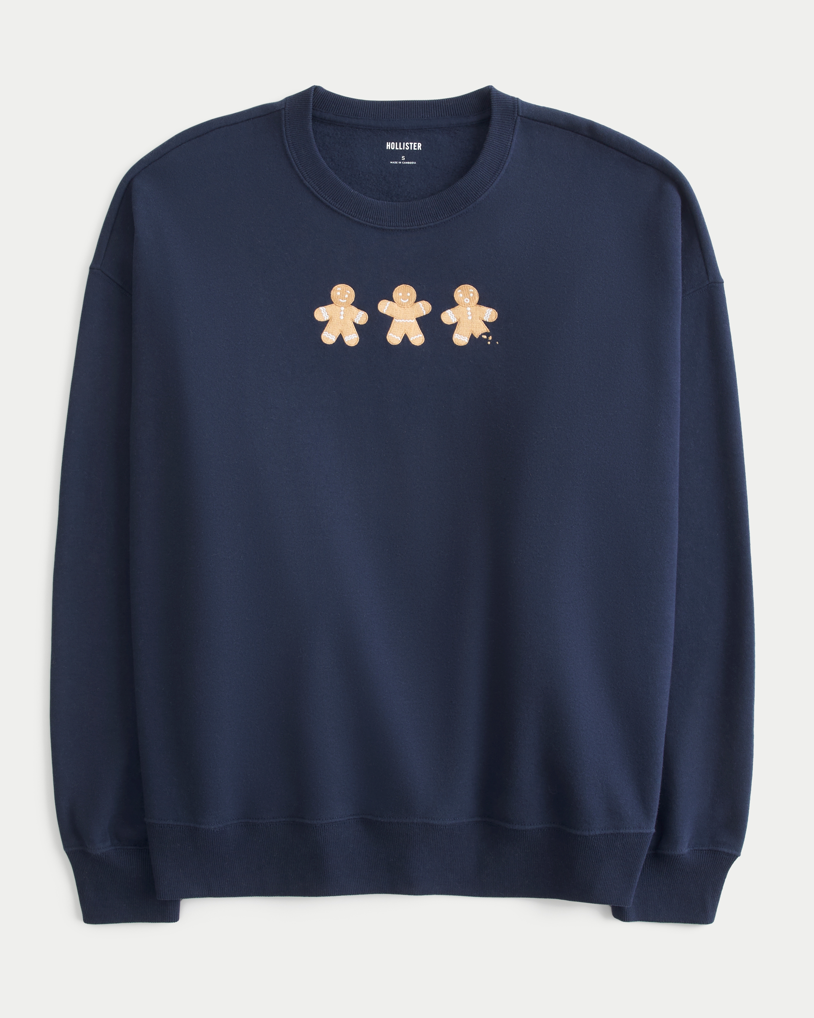 Oversized Gingerbread Cookies Graphic Crew Sweatshirt