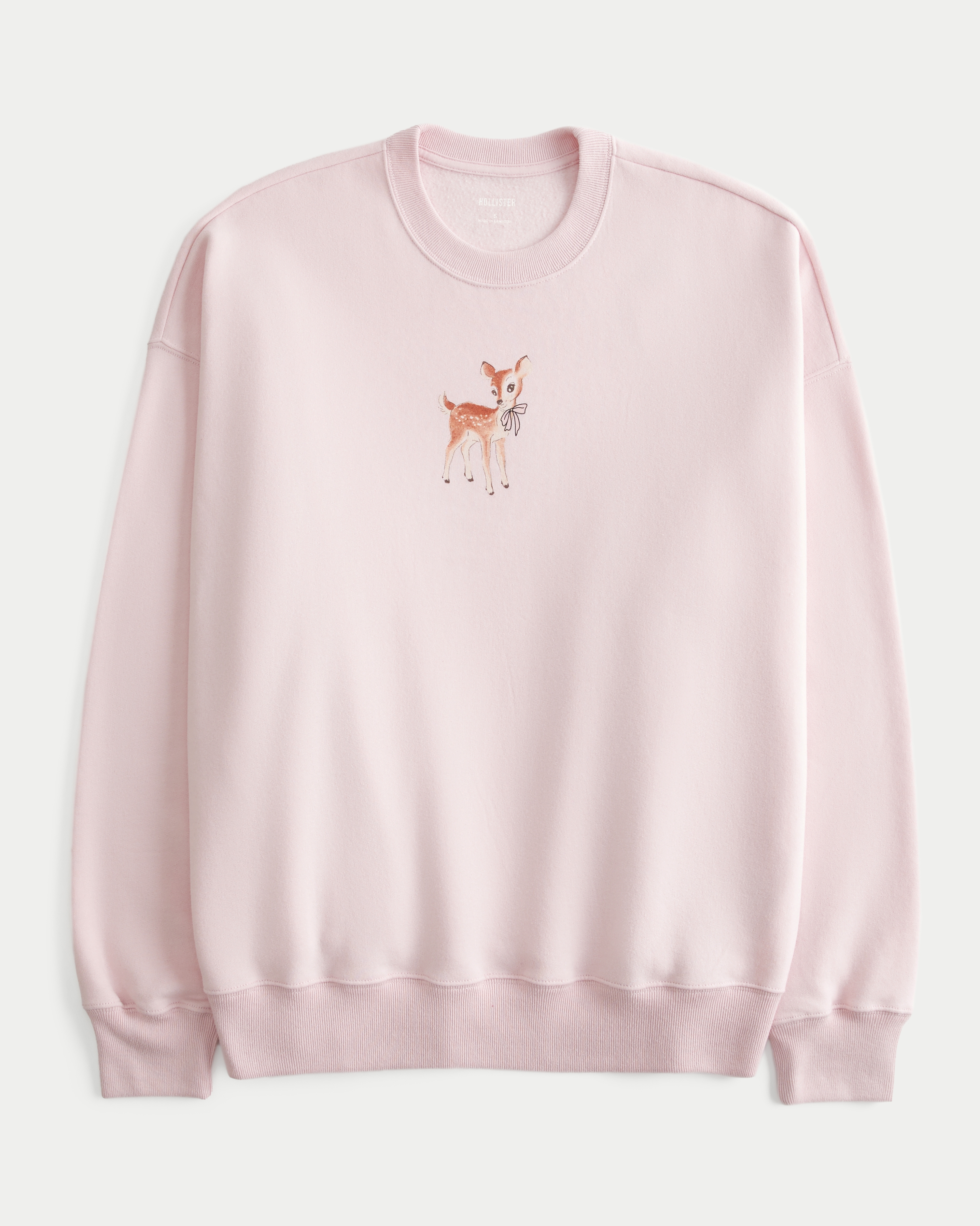 Oversized Deer Graphic Crew Sweatshirt