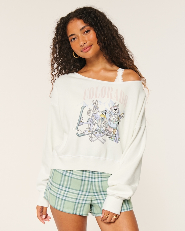 Mini Looney Tunes Colorado Graphic Sweatshirt, Cloud White view 1