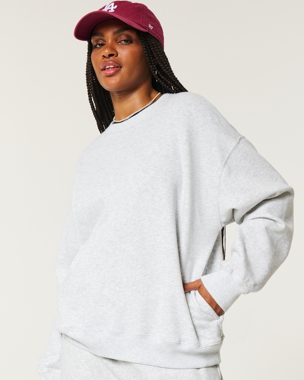 Oversized Crew Sweatshirt, Light Heather Grey