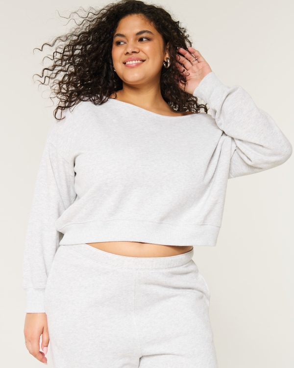 Easy Off-the-Shoulder Sweatshirt, Light Heather Grey