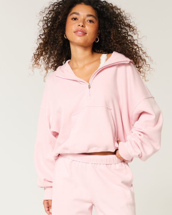 Easy Half-Zip Hoodie, Light Pink