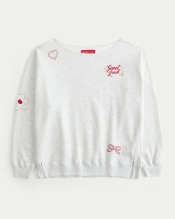 Celestial Print Pattern Women Off Shoulder Sweatshirt