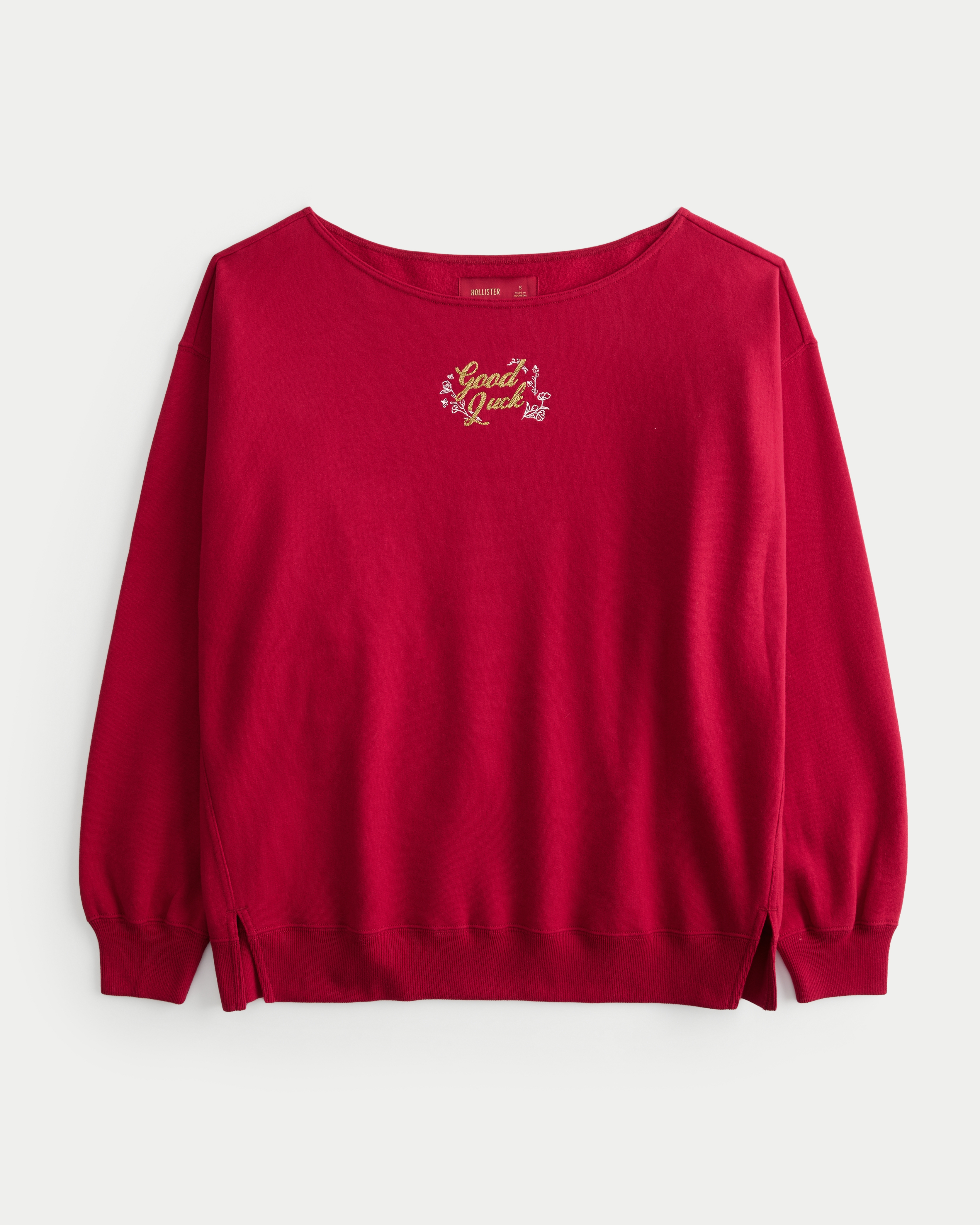 Oversized Off-the-Shoulder Lunar New Year Graphic Sweatshirt