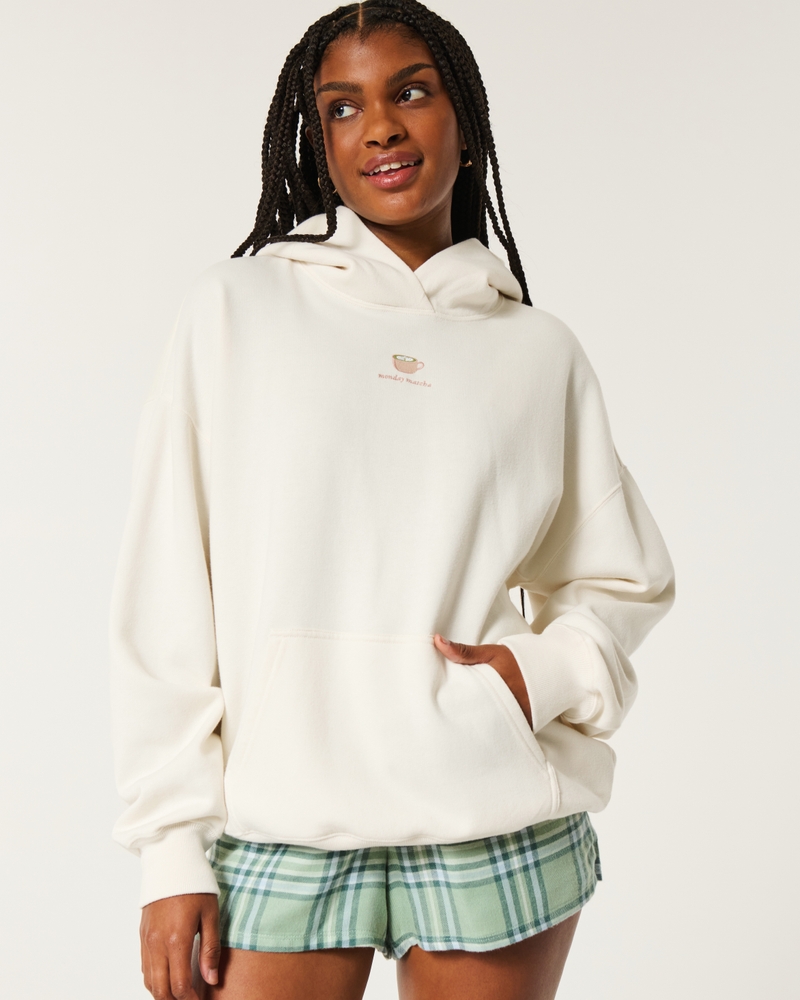 Oversized Monday Matcha Graphic Hoodie