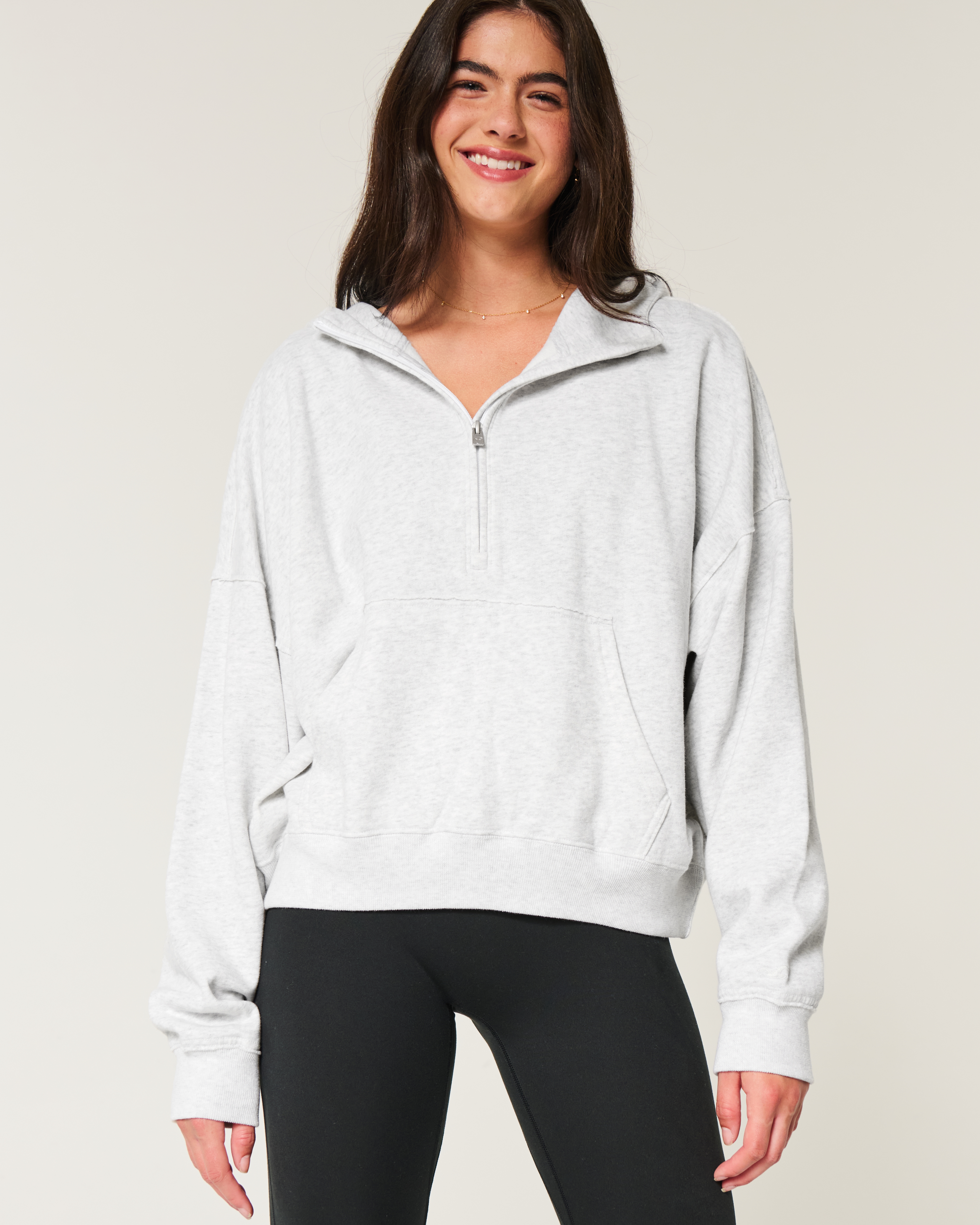 Women s Easy Half Zip Hoodie Women s Tops HollisterCo