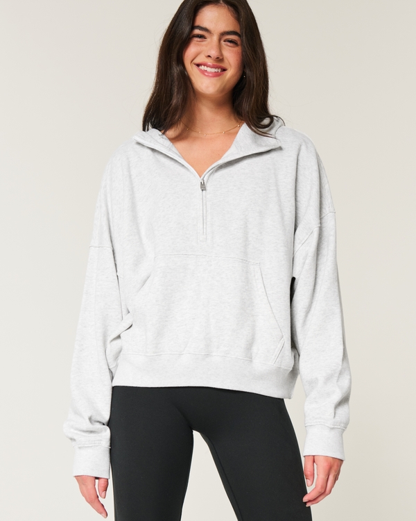 Easy Half-Zip Hoodie, Light Heather Gray