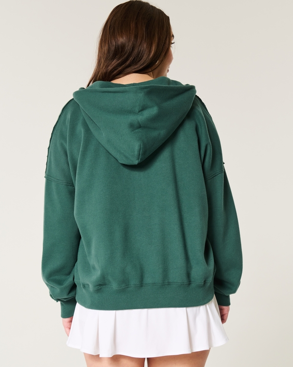 Easy Half-Zip Hoodie, Dark Emerald view 2