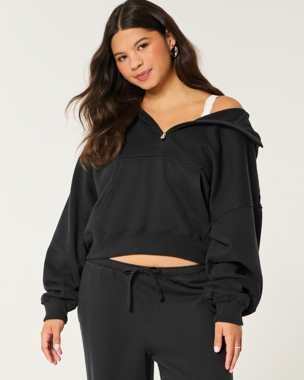 Easy Half-Zip Hoodie, Black