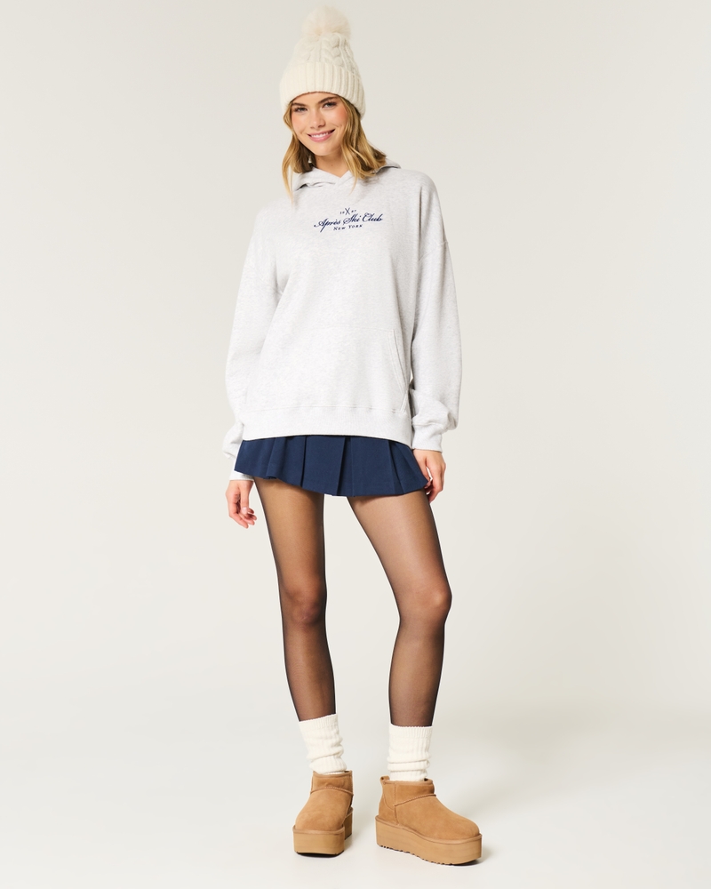 Hollister Feel Good Fleece Ski New York Graphic Oversized Hoodie