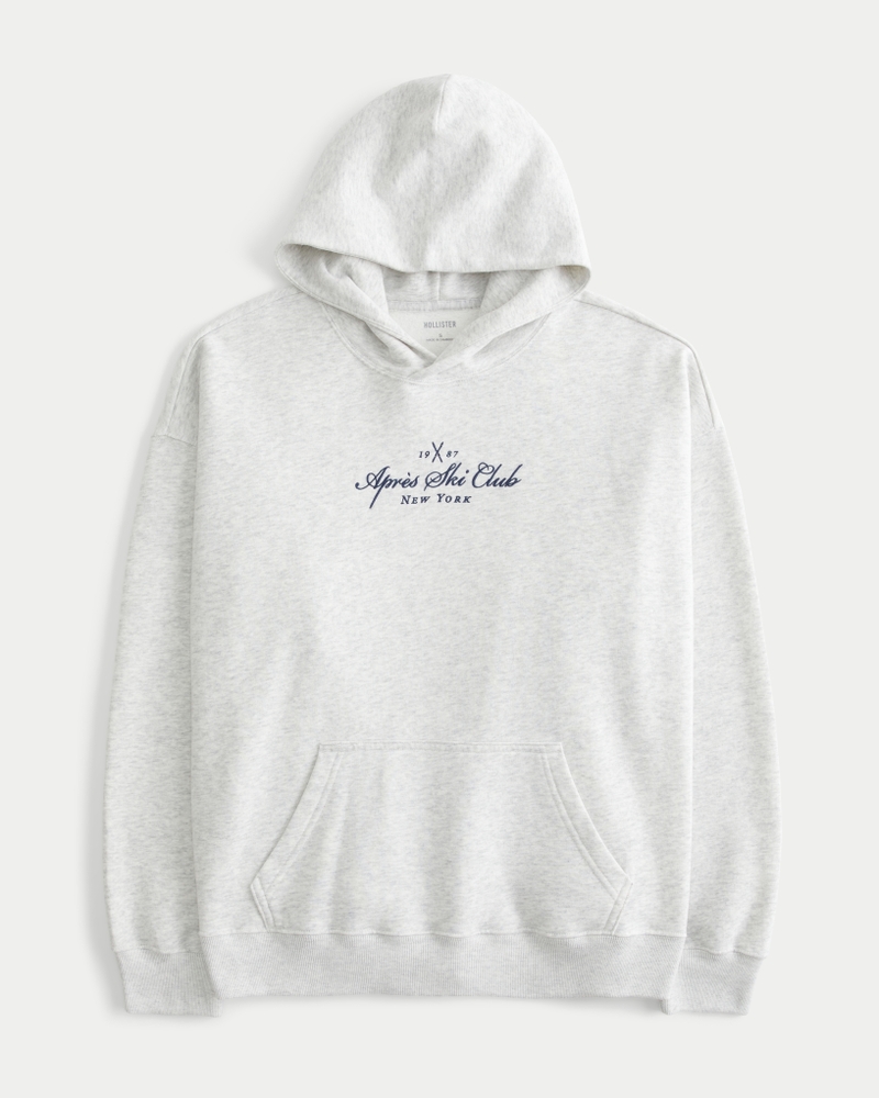 Hollister Feel Good Fleece Ski New York Graphic Oversized Hoodie
