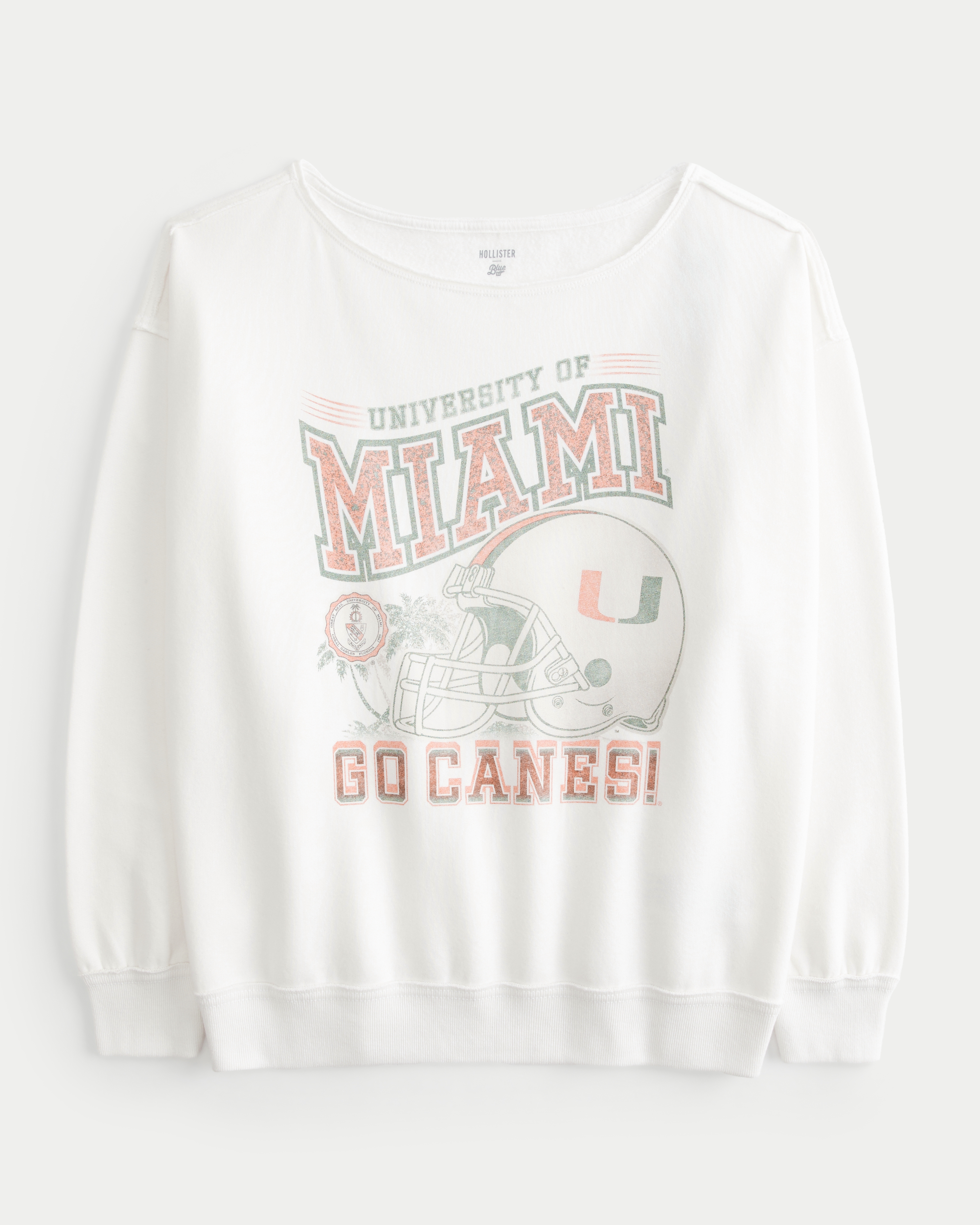 Oversized Off-the-Shoulder University of Miami  Graphic Sweatshirt