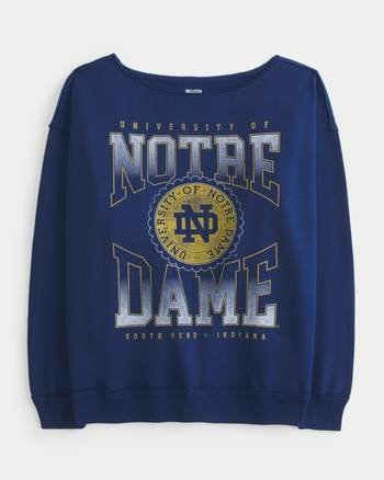 Women s Oversized Off the Shoulder University of Notre Dame Graphic Sweatshirt Women s Tops HollisterCo