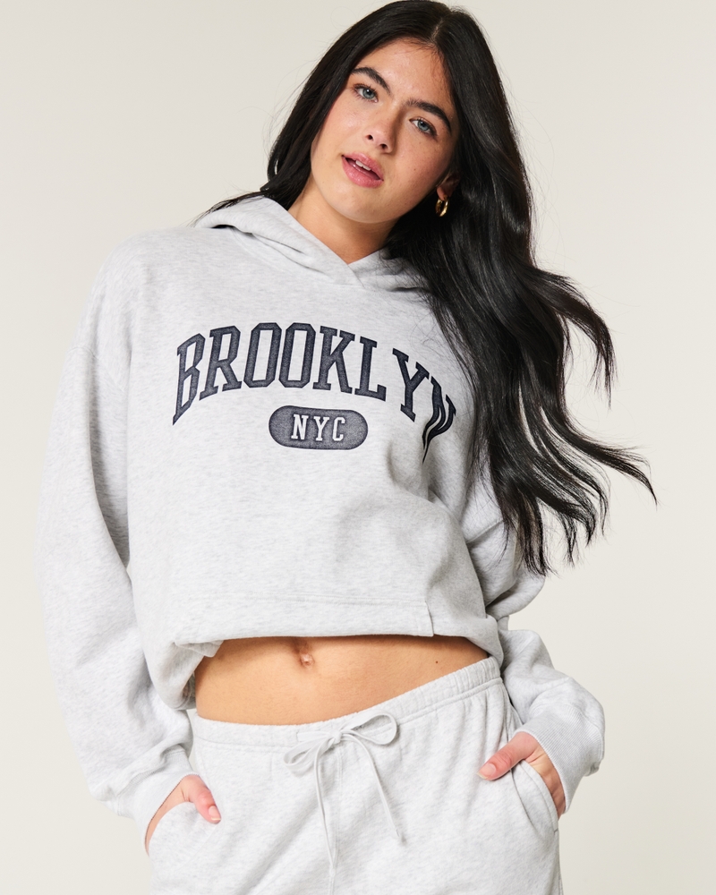 Graphic Hoodie Hollister Crop Top Hoodie Women's Oversized