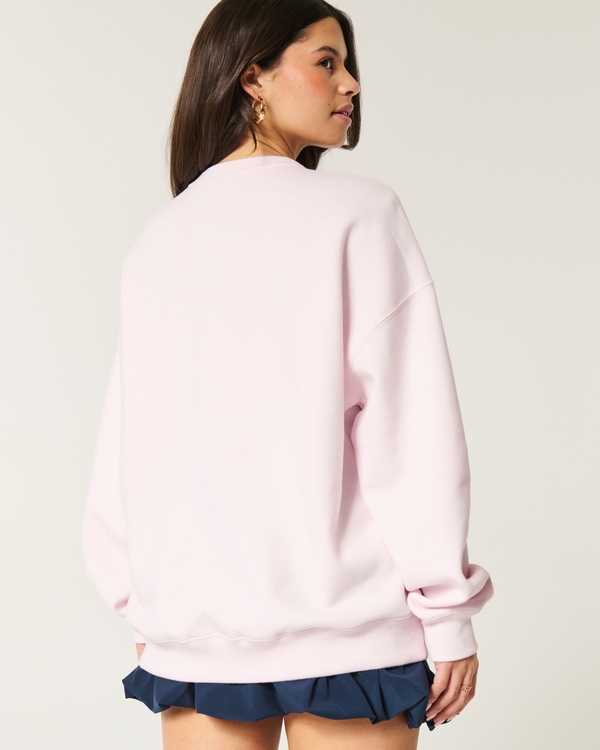 Oversized Number Graphic Crew Sweatshirt, Pale Pink view 2