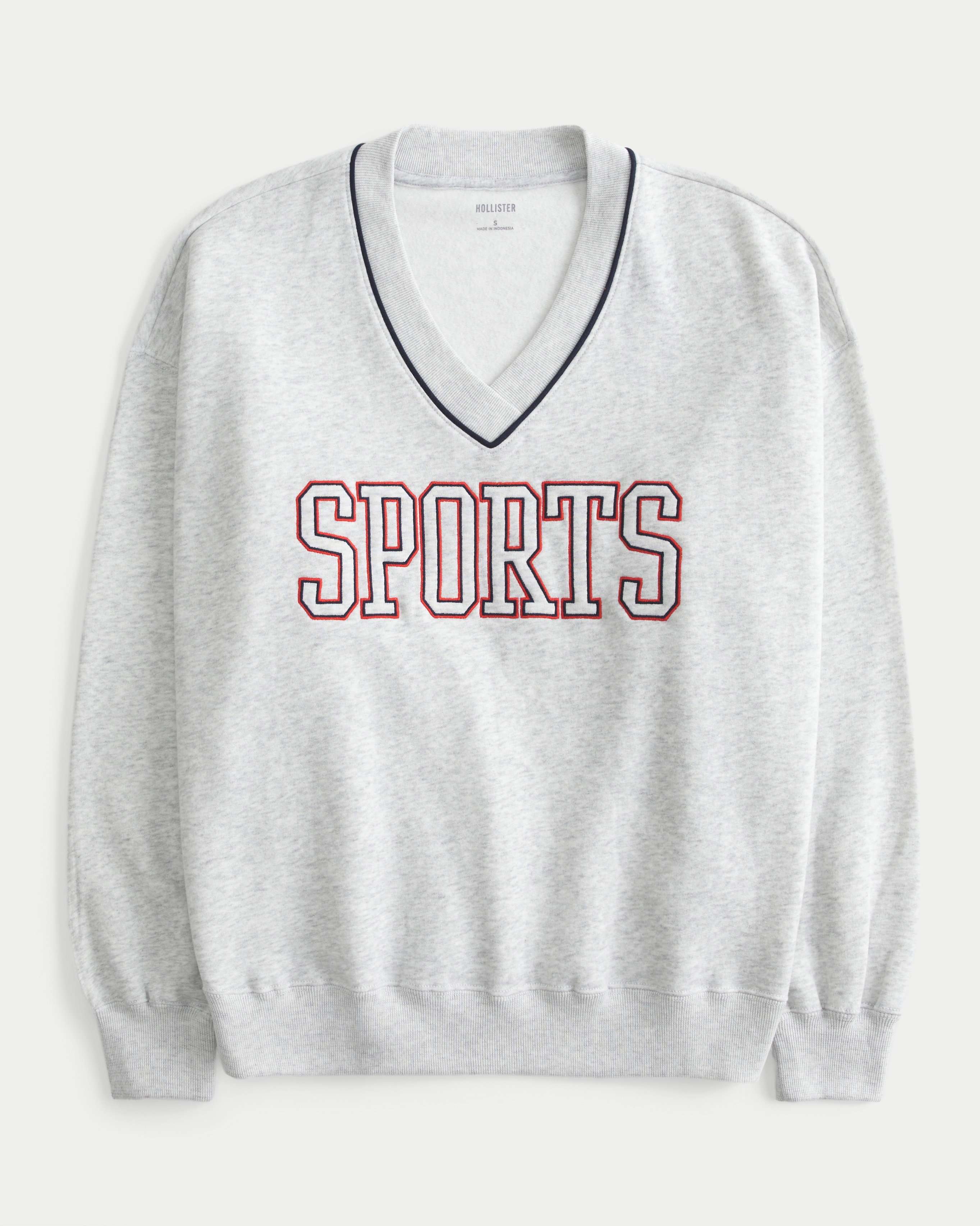 Oversized Sports Graphic V-Neck Sweatshirt