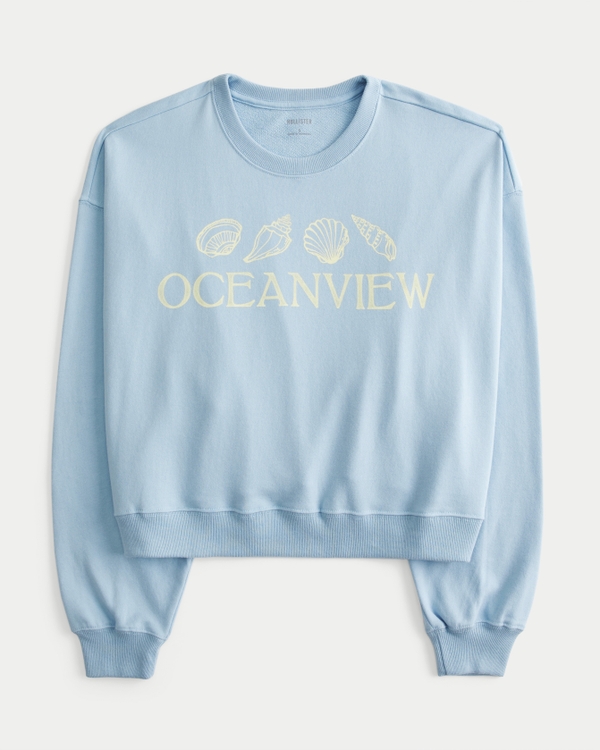 Easy Oceanview Graphic Crew Sweatshirt, Powder Blue