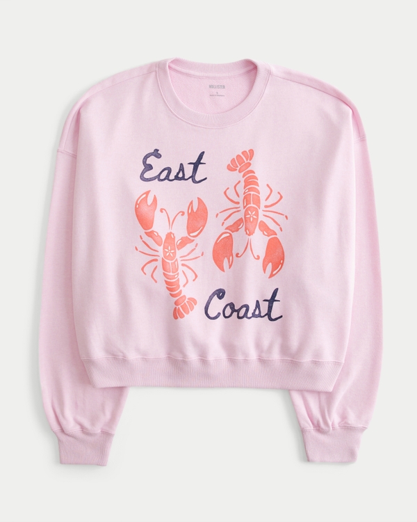 Easy East Coast Graphic Crew Sweatshirt, Rose Quartz