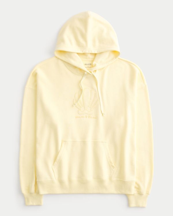 Oversized Shell Graphic Hoodie, Butter Yellow