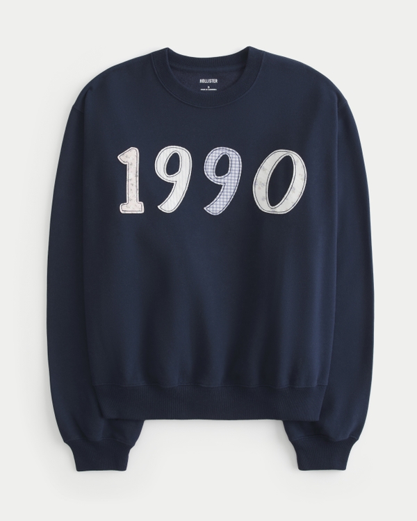 Easy 1990 Graphic Crew Sweatshirt, Navy Blue view 1