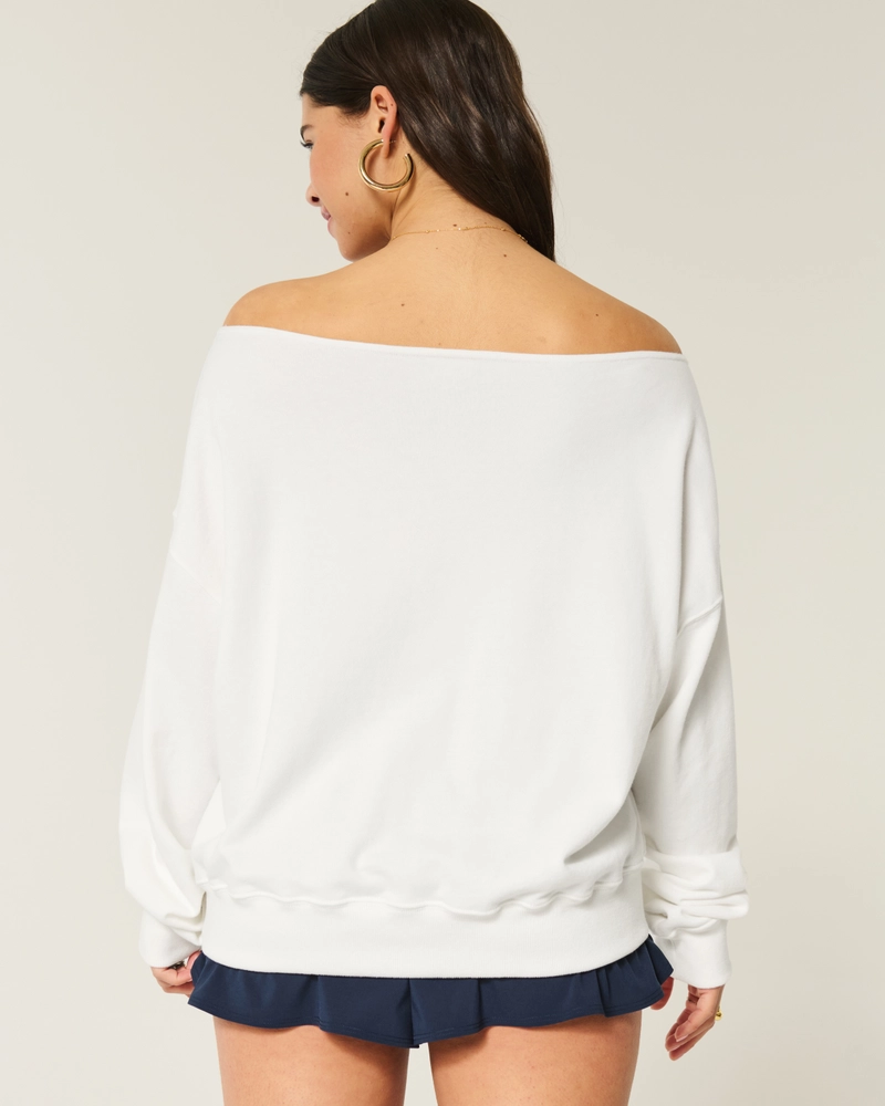 Easy Off-the-Shoulder Boston Sports Graphic Sweatshirt