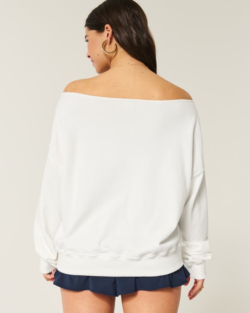 Easy Off-the-Shoulder Boston Sports Graphic Sweatshirt