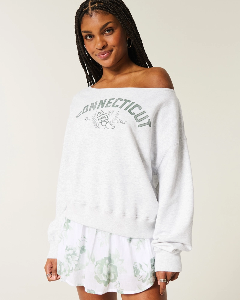 Oversized Manhattan New York Graphic Crew Sweatshirt