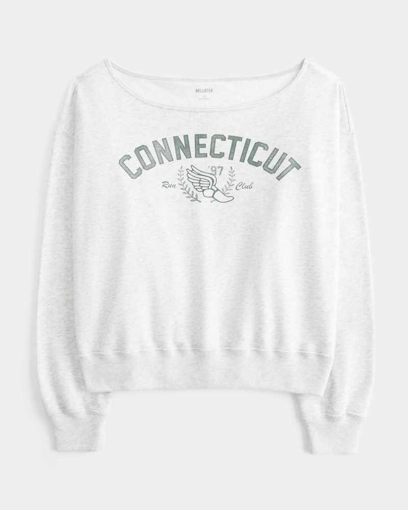 Easy Off-the-Shoulder Connecticut Graphic Sweatshirt