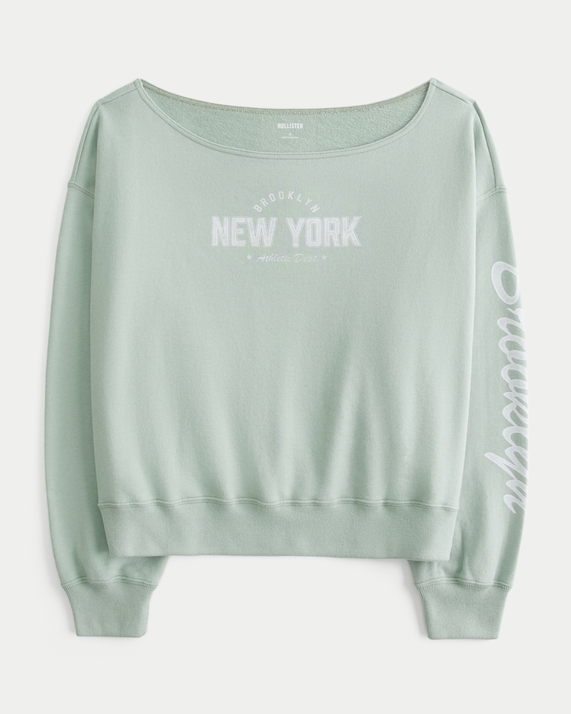 Easy Off-the-Shoulder Brooklyn Graphic Sweatshirt
