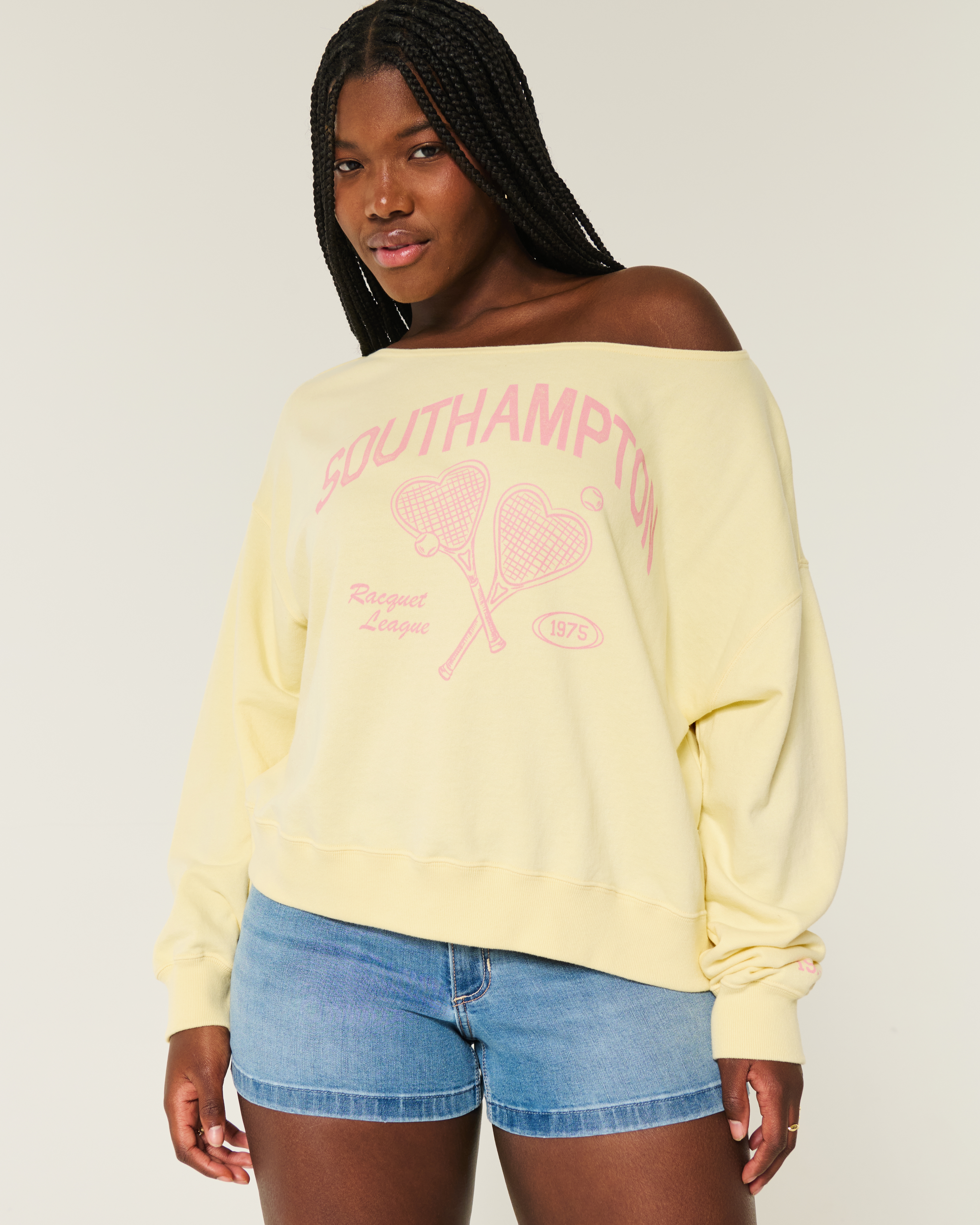 Hollister Easy Off-the-Shoulder Southampton Graphic Sweatshirt