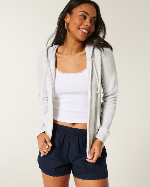 Zip-Up Hoodie, Light Heather Grey view 1
