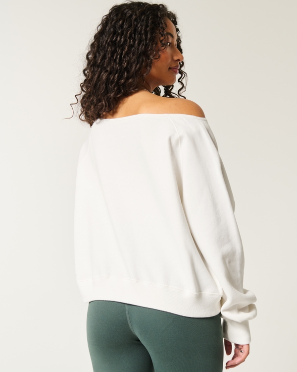 Easy Off-the-Shoulder Michigan State Graphic Sweatshirt, Cloud White view 2
