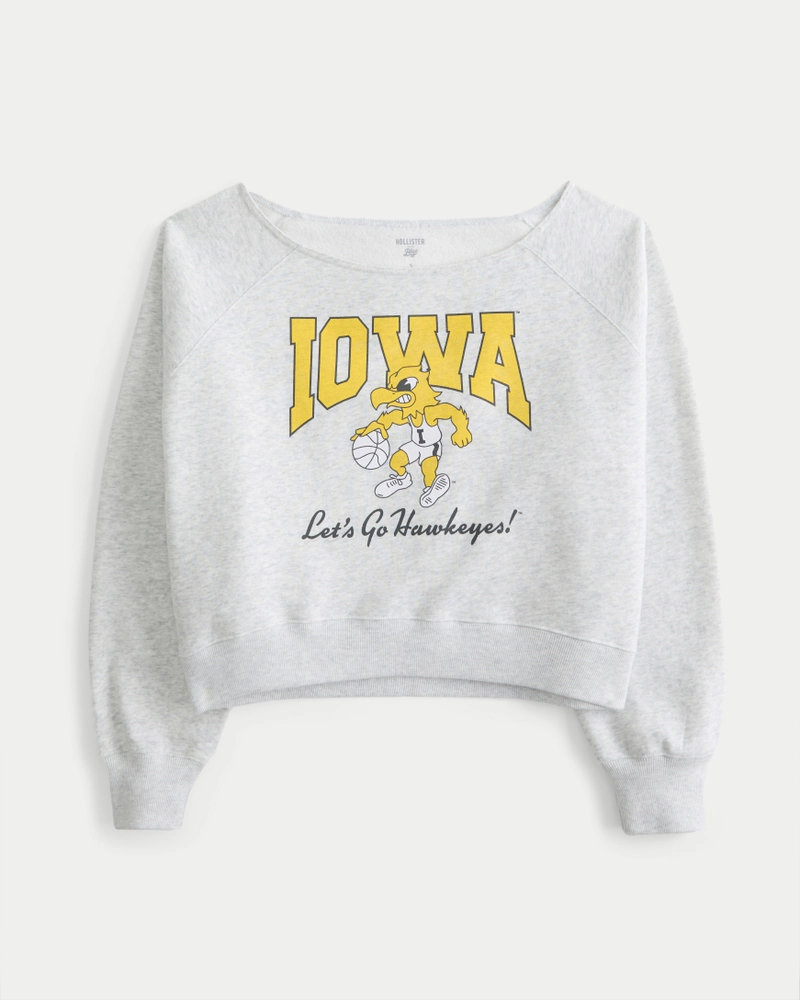 Easy Off-the-Shoulder Iowa Hawkeyes Graphic Sweatshirt