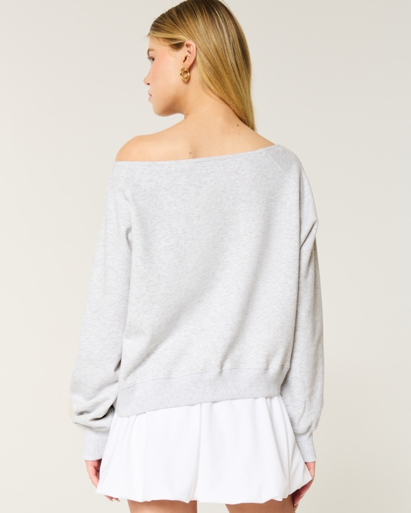 Easy Off-the-Shoulder UCLA Graphic Sweatshirt, Light Heather Grey view 2