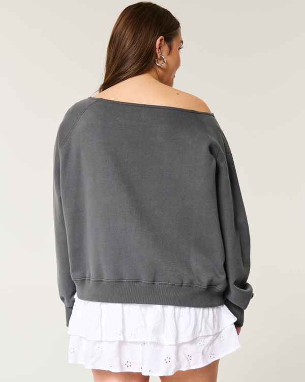 Easy Off-the-Shoulder USC Gamecocks Graphic Sweatshirt, Charcoal Grey view 2