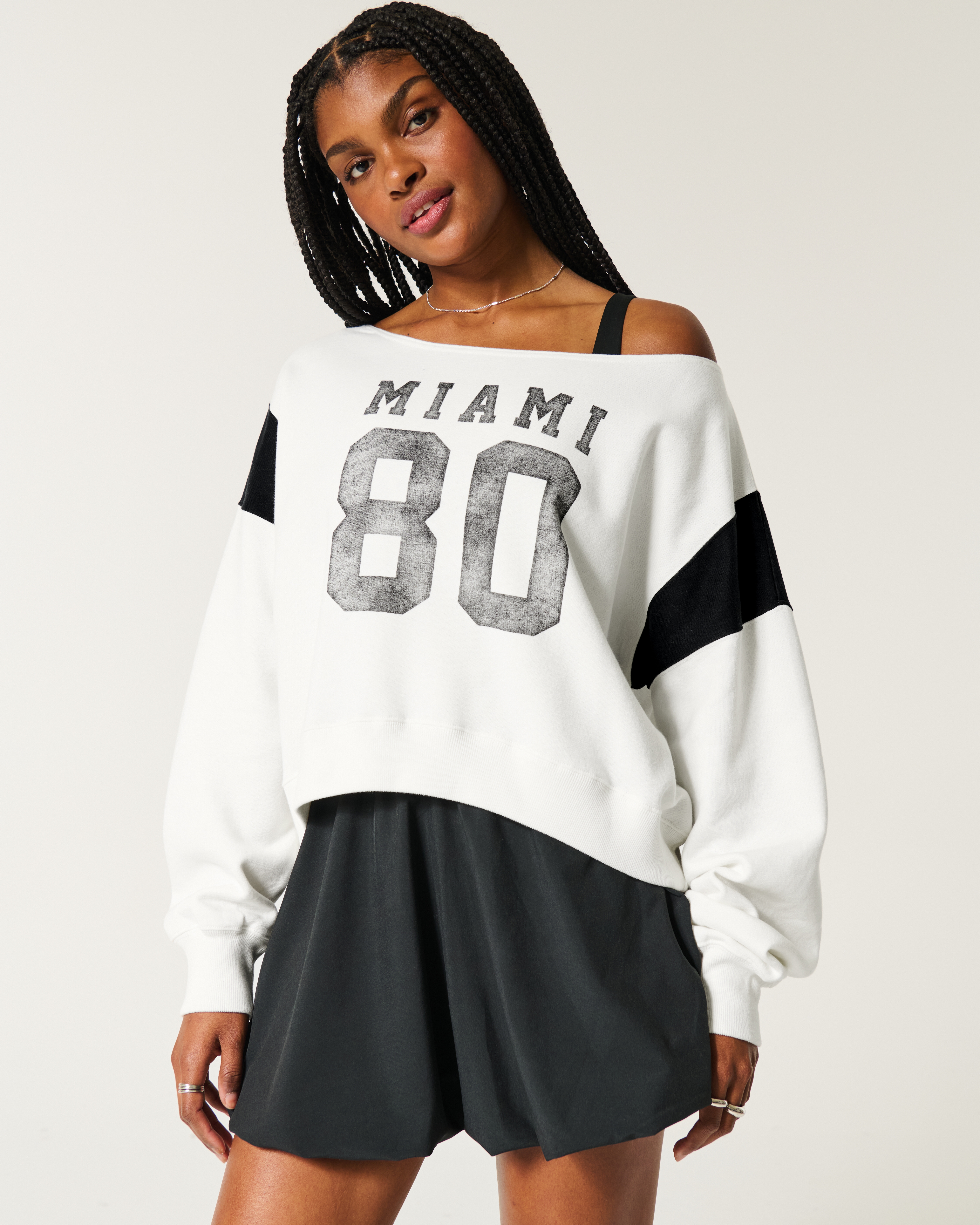 Easy Off-the-Shoulder Miami Graphic Sweatshirt