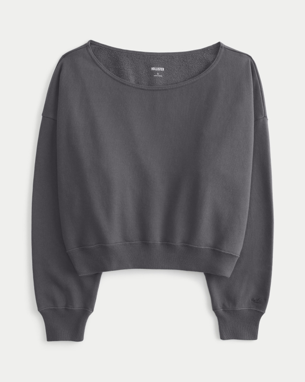 Easy Off-the-Shoulder Sweatshirt, Charcoal Grey view 1