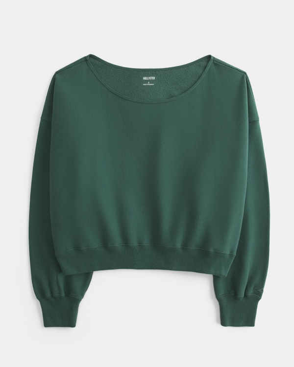 Easy Off-the-Shoulder Sweatshirt, Evergreen view 1
