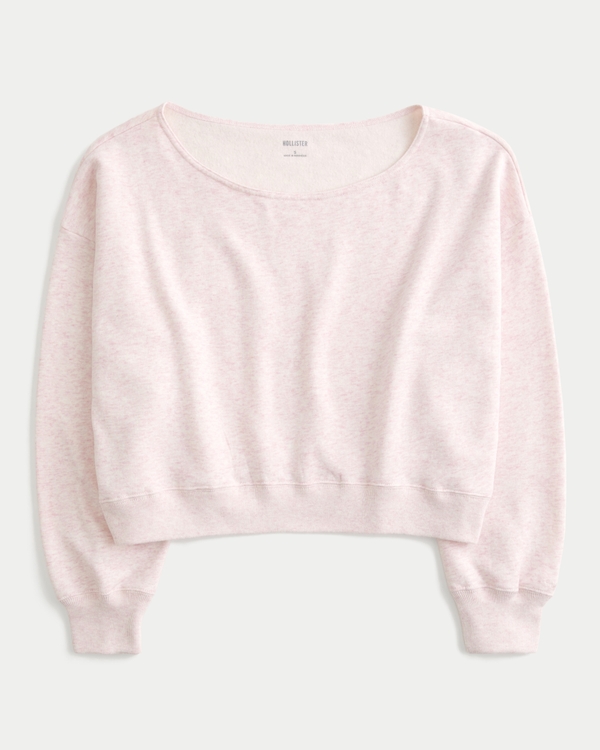 Easy Off-the-Shoulder Sweatshirt, Light Heather Pink view 1
