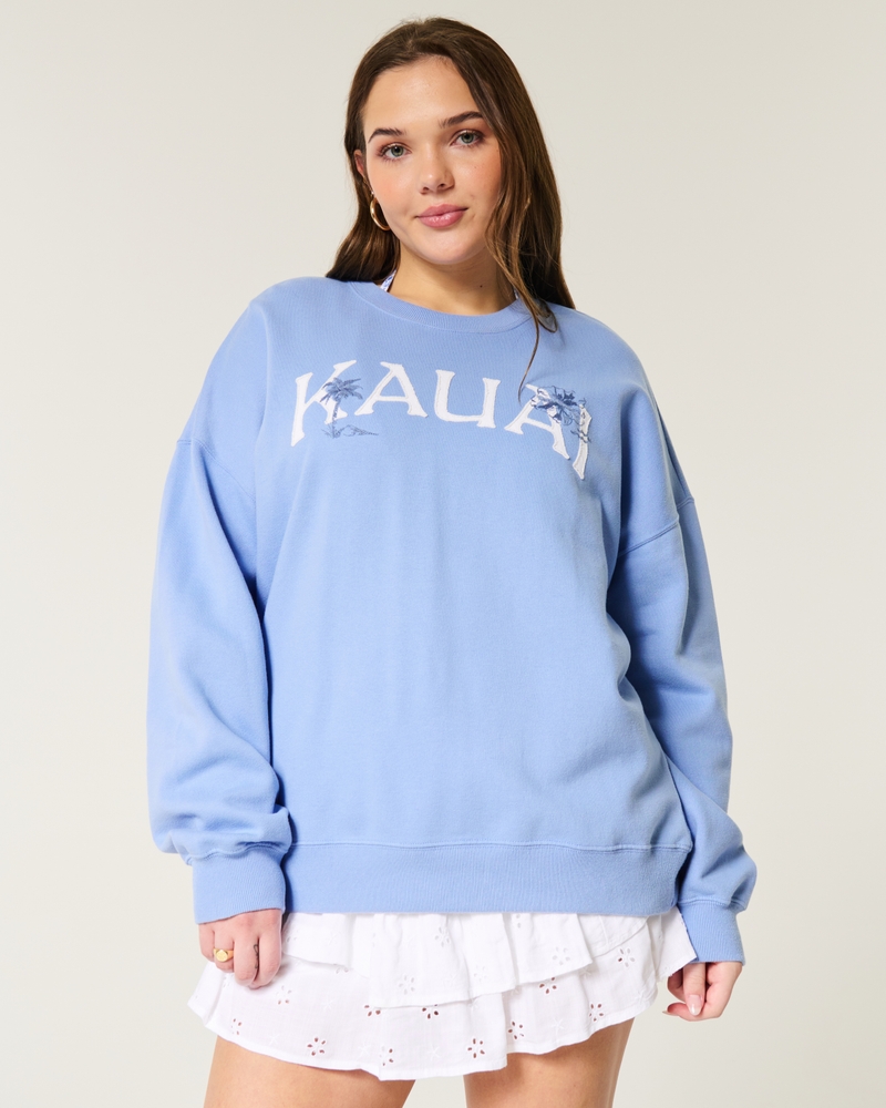 Oversized Kauai Graphic Crew Sweatshirt