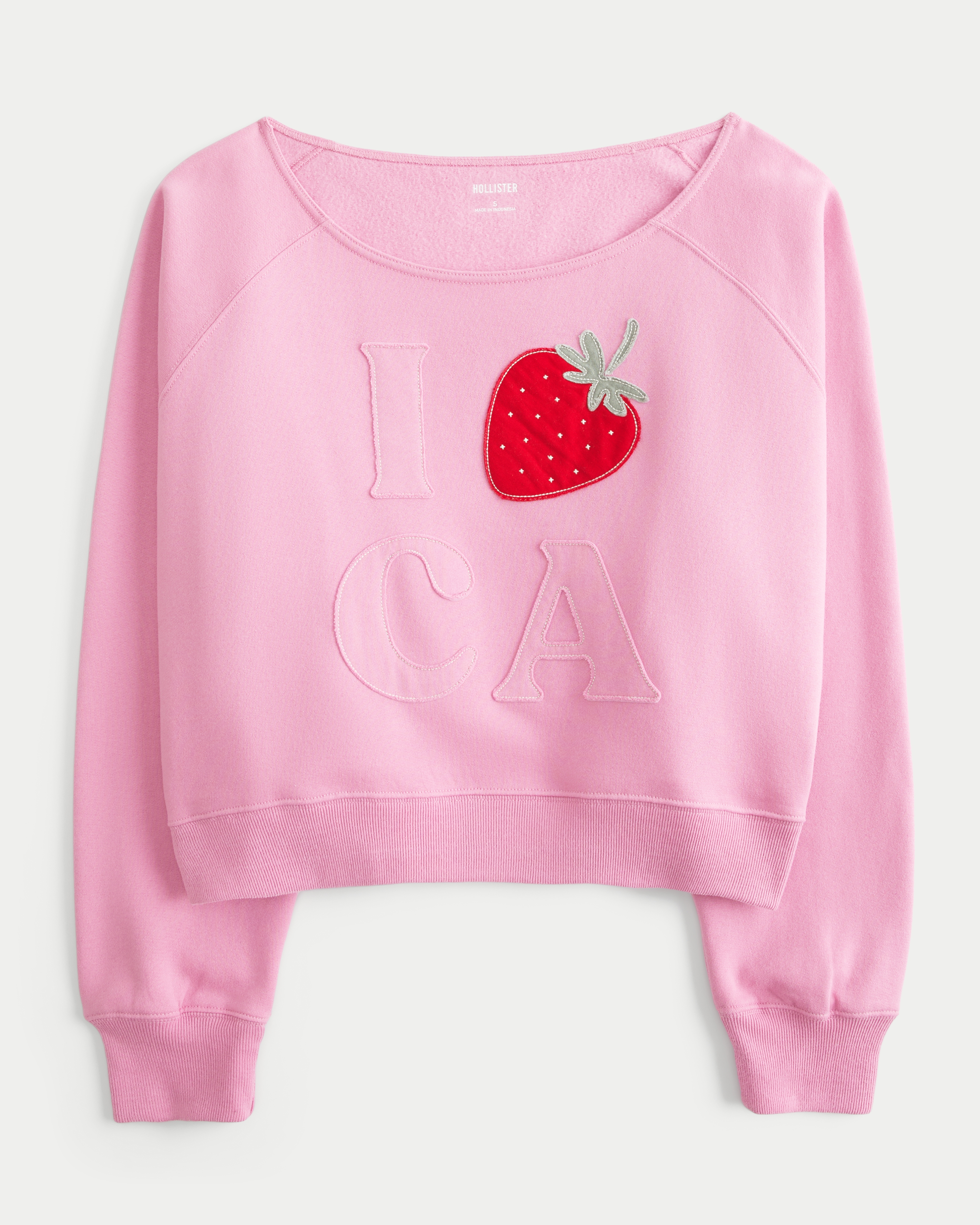 Easy Off-the-Shoulder California Graphic Crew Sweatshirt