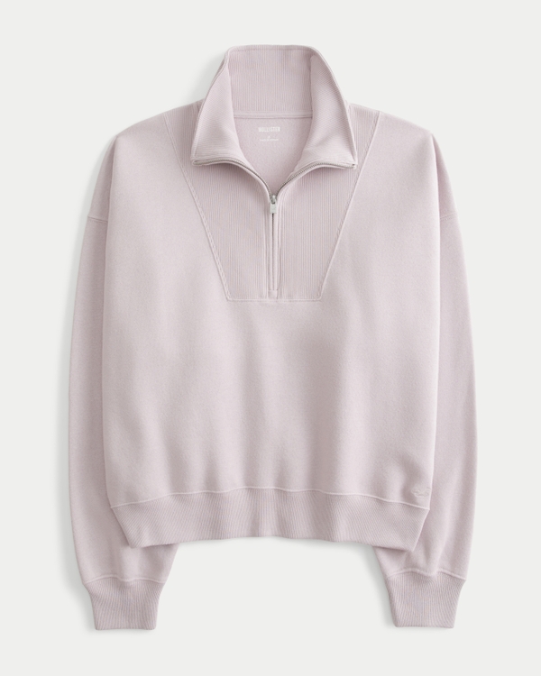 Women's Easy Ribbed Yoke Half-Zip Sweatshirt | Women's Tops