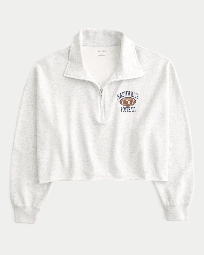 Women's Easy Terry Nashville Graphic Half-Zip Crop