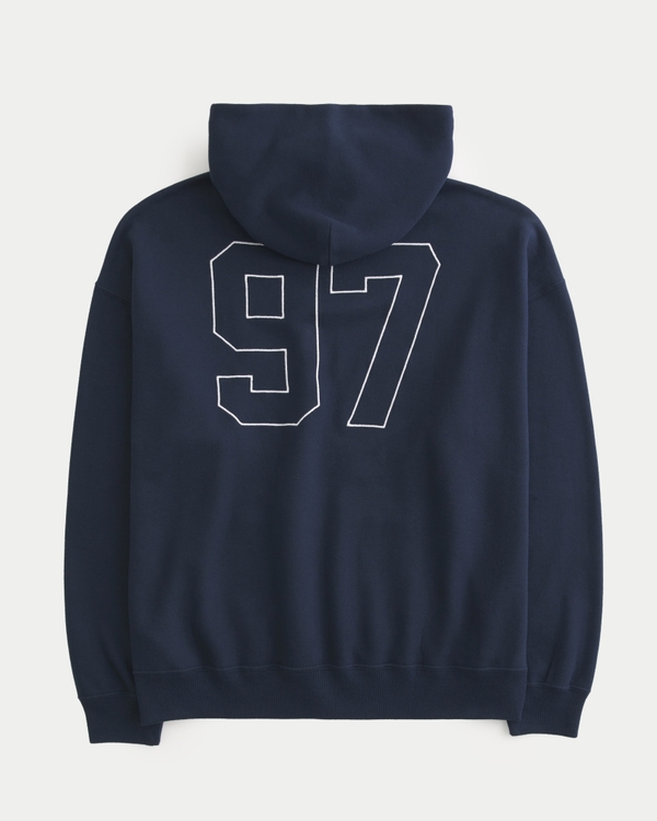 Oversized New York City Graphic Hoodie, Navy Blue